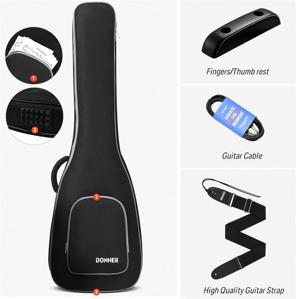 Donner Electric Guitar Kit Full Size LP Guitar Starter Set 39 Inch Solid Body with Bag, Strap, Cable (Sunburst)