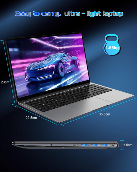 15.6" Laptop - 16GB RAM 512GB SSD PC Laptop, Quad-Core N95 Processor Up to 3.1GHz, Computers with USB3.0,Ethernet port,Touch ID, WiFi, BT4.2, for Students/Business