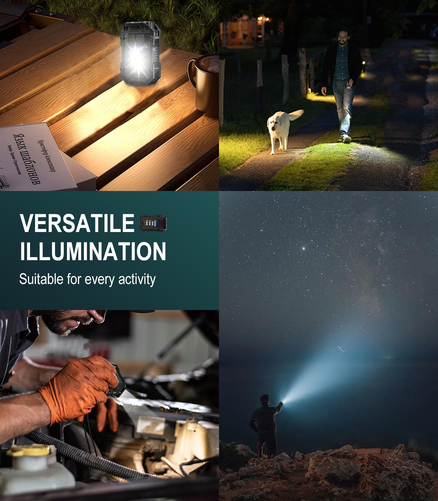 NGOKPYD N21 Small Torch Led Super Bright 900L Rechargeable USB EDC Keyring Torch with Clip, COB Light - Mini Pocket Waterproof Keychain Flashlight 8 Modes Flash Light for Power Cuts, Camping, Outdoor