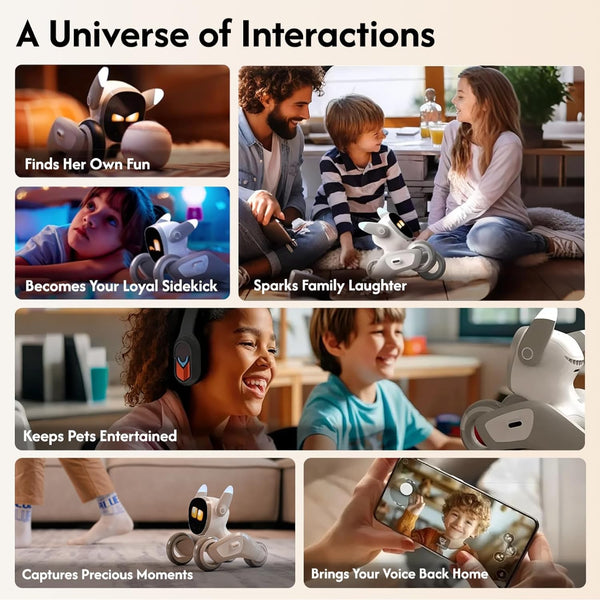 Loona: Robot Pet Dog ChatGPT-4o Smart AI-Powered Companion Voice & Gesture Control, Real-Time Interaction Robotics Toys for Kids, Home Monitoring - Includes Charging Dock