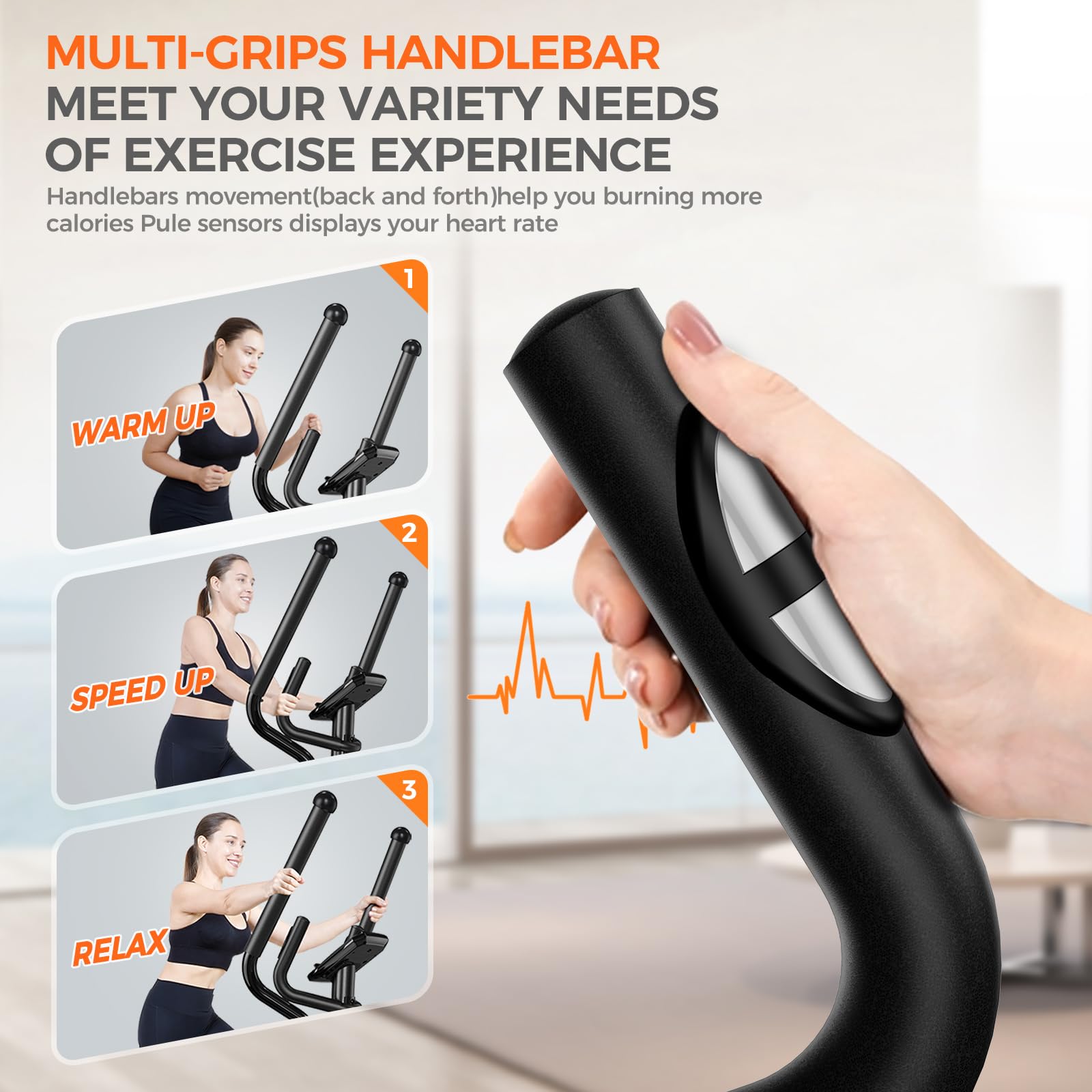 pooboo Elliptical Machine, Elliptical Exercise Machine with 16-Level Resistance&Hyper-Quiet Magnetic Driving System, Elliptical Machine for Home with LCD Monitor&15.5IN Stride, 350LBS Weight Capacity