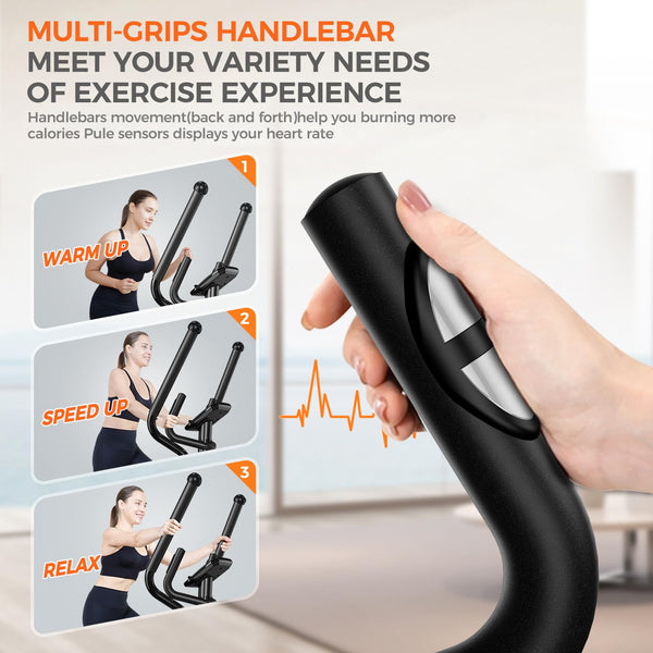 pooboo Elliptical Machine, Elliptical Exercise Machine with 16-Level Resistance&Hyper-Quiet Magnetic Driving System, Elliptical Machine for Home with LCD Monitor&15.5IN Stride, 350LBS Weight Capacity