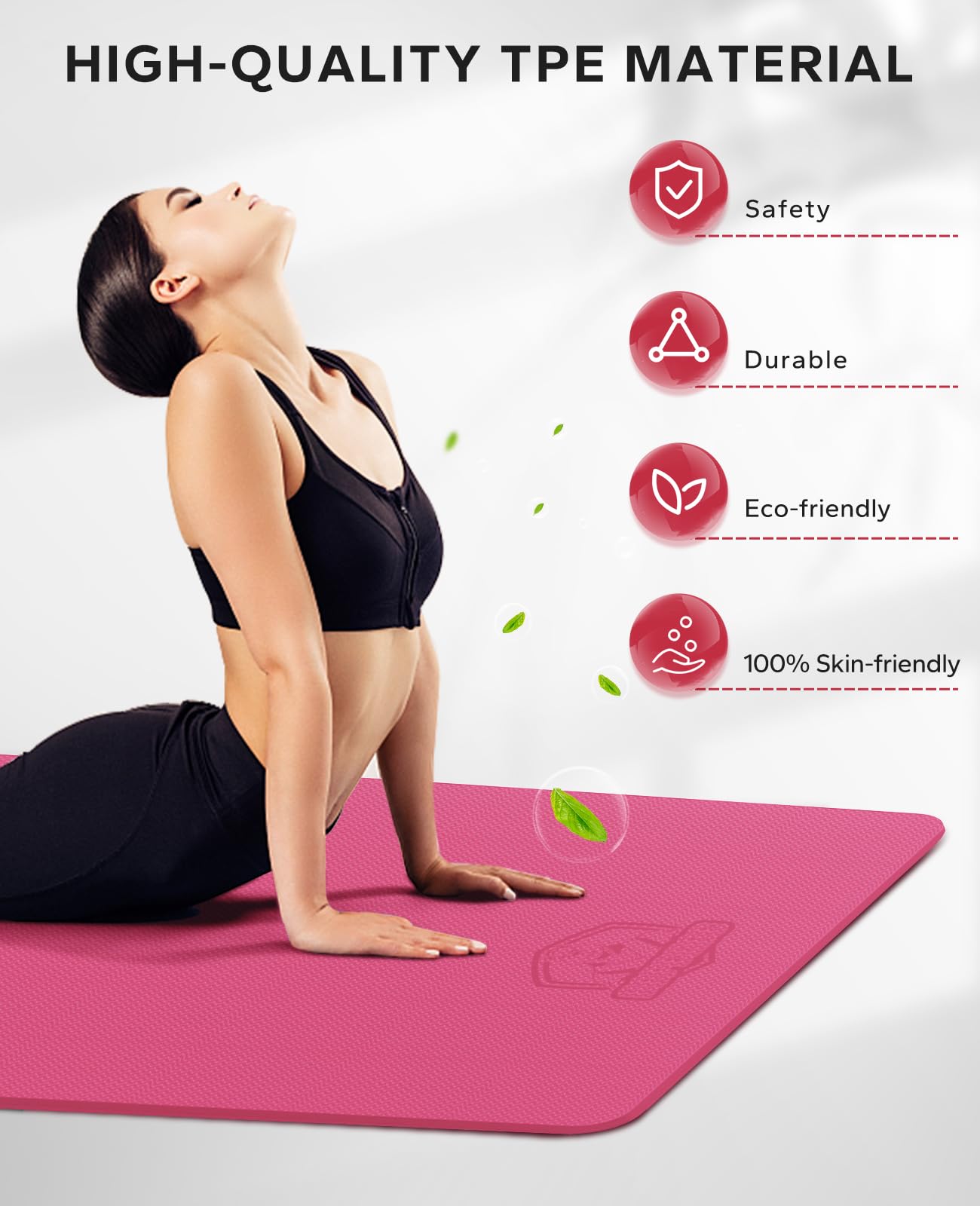 HAPBEAR Large Yoga Mat for Women- 183?116cm?6mm, TPE Non-Slip, Durable, Eco-Friendly, Extra Large Thick Wide Exercise Mat for