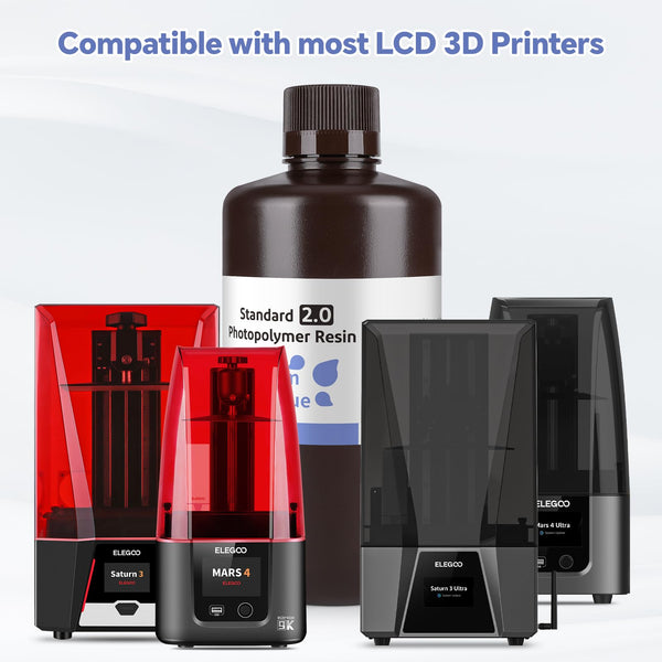 ELEGOO 8K 3D Printer Resin, Standard Photopolymer Resin 405nm UV-Curing Resin, Best for 8K/9K/12K/14K/16K LCD 3D Printer Space Grey 1000G