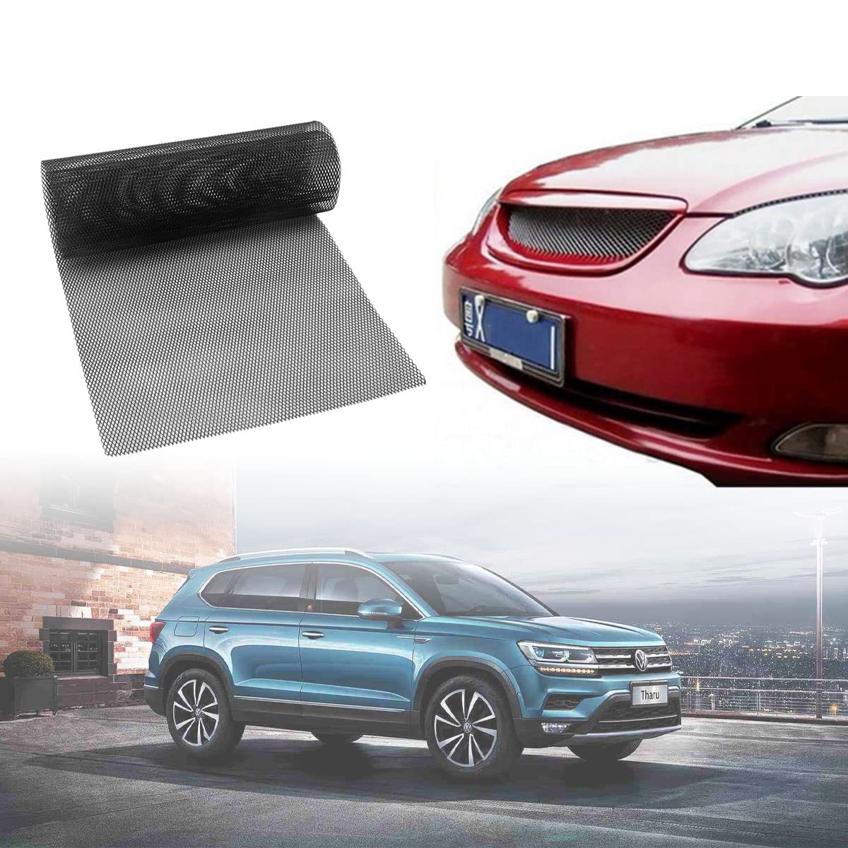 Car Mesh Grille, 100 * 30cm Universal Aluminium Alloy Car Racing Grill Net Vent Tuning Durable Honeycomb Grille Mesh for Bumper, Hood Vents, Fenders (3 * 6MM)