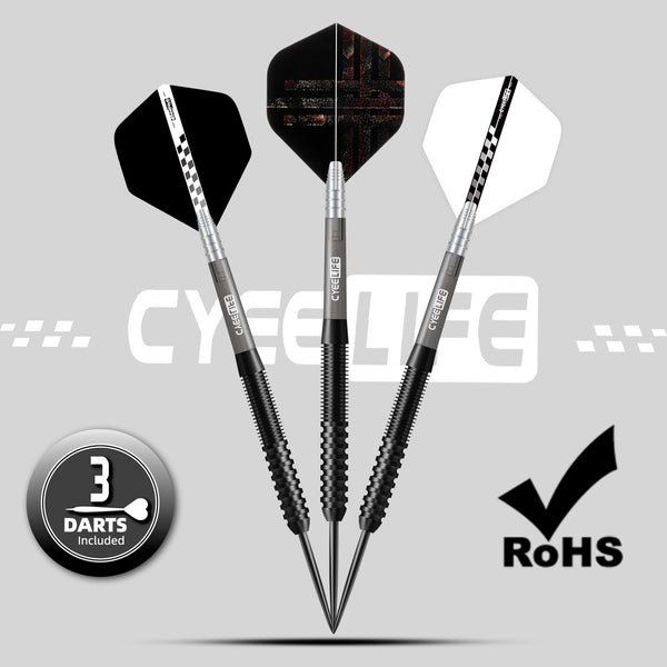 CyeeLife Tungsten Darts 23g Steel Tip,Steel Tip Darts Set with PC Shafts + Tungsten Barrels + Dart Flights + Dart Sharpener,Professional Tungsten Darts Set
