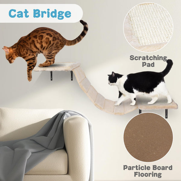 MASTERTOP Cat Wall Furniture, 4 in 1 Cat Tree Tower Scratching Posts, Indoor Cats Climbing Frame with Cats Hammock, Hanging Ball Toy, Kitten Wall