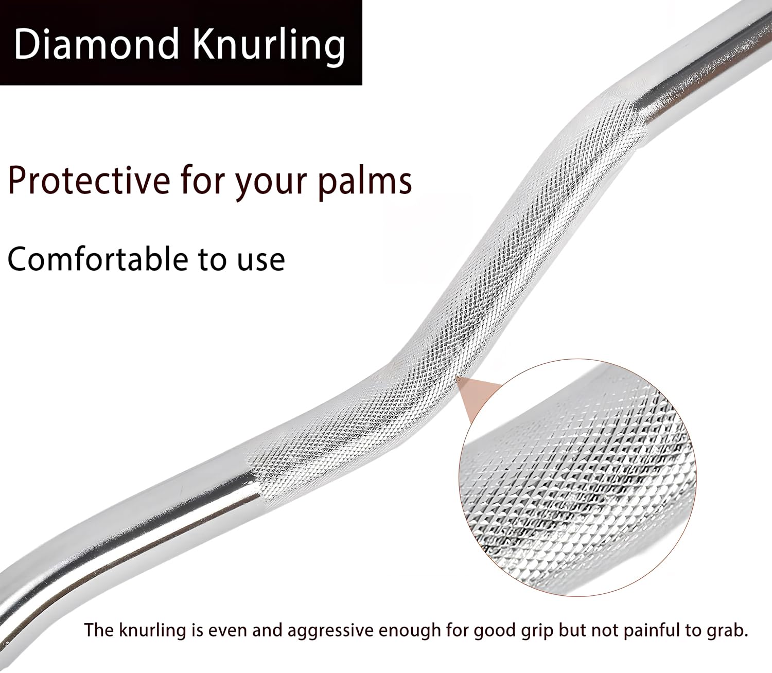 jxgzyy EZ Curl Bar Weight Bar Barbell Bar 47 Inches Weight Lifting Bar for 2 Inches Weight Plates, Non-Slip Hand Grip With 2 Spring Collars For Gym