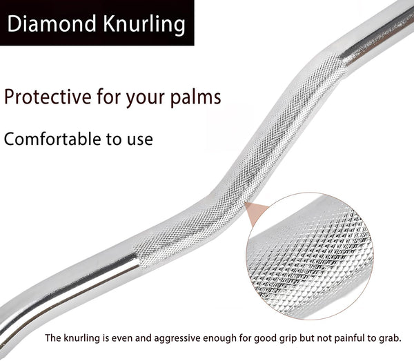 jxgzyy EZ Curl Bar Weight Bar Barbell Bar 47 Inches Weight Lifting Bar for 2 Inches Weight Plates, Non-Slip Hand Grip With 2 Spring Collars For Gym