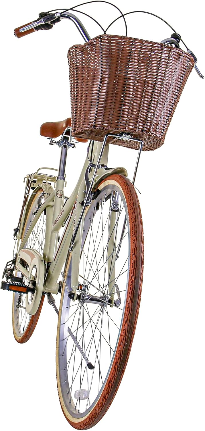 Bounty Boulevard Hybrid Bike - Classic Step-Through Frame with 6 Speed Shimano Gears, Sprung Saddle, Pannier Rack, and Front Basket - Formal Road Bike