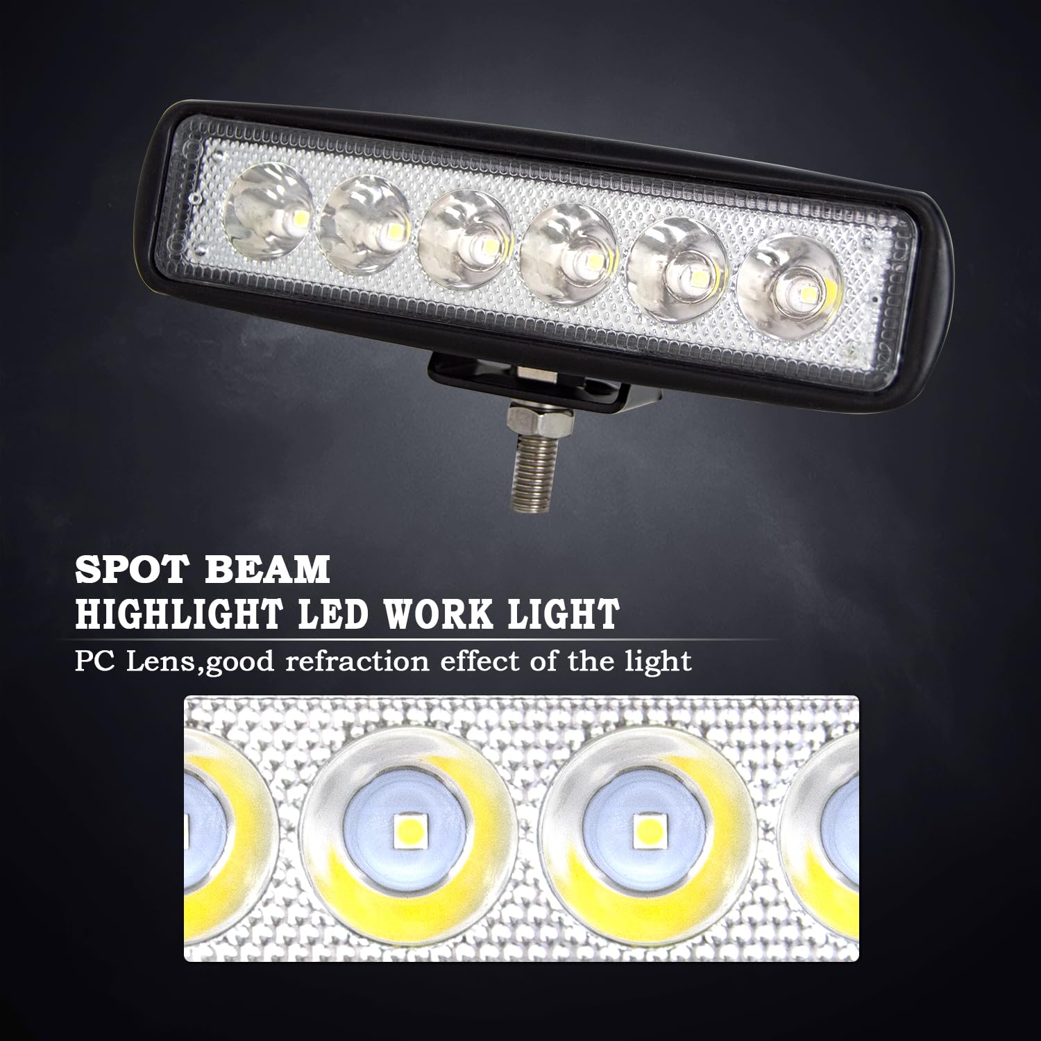 RIGIDON 2 Pcs Led Work Light Bar, 6 inch 18W Flood Beam, 12V 24V Driving Lights Lamp for Car Off road Boat Truck 4x4 SUV ATV Tractors Excavator, 6000K White, Fog Lamp