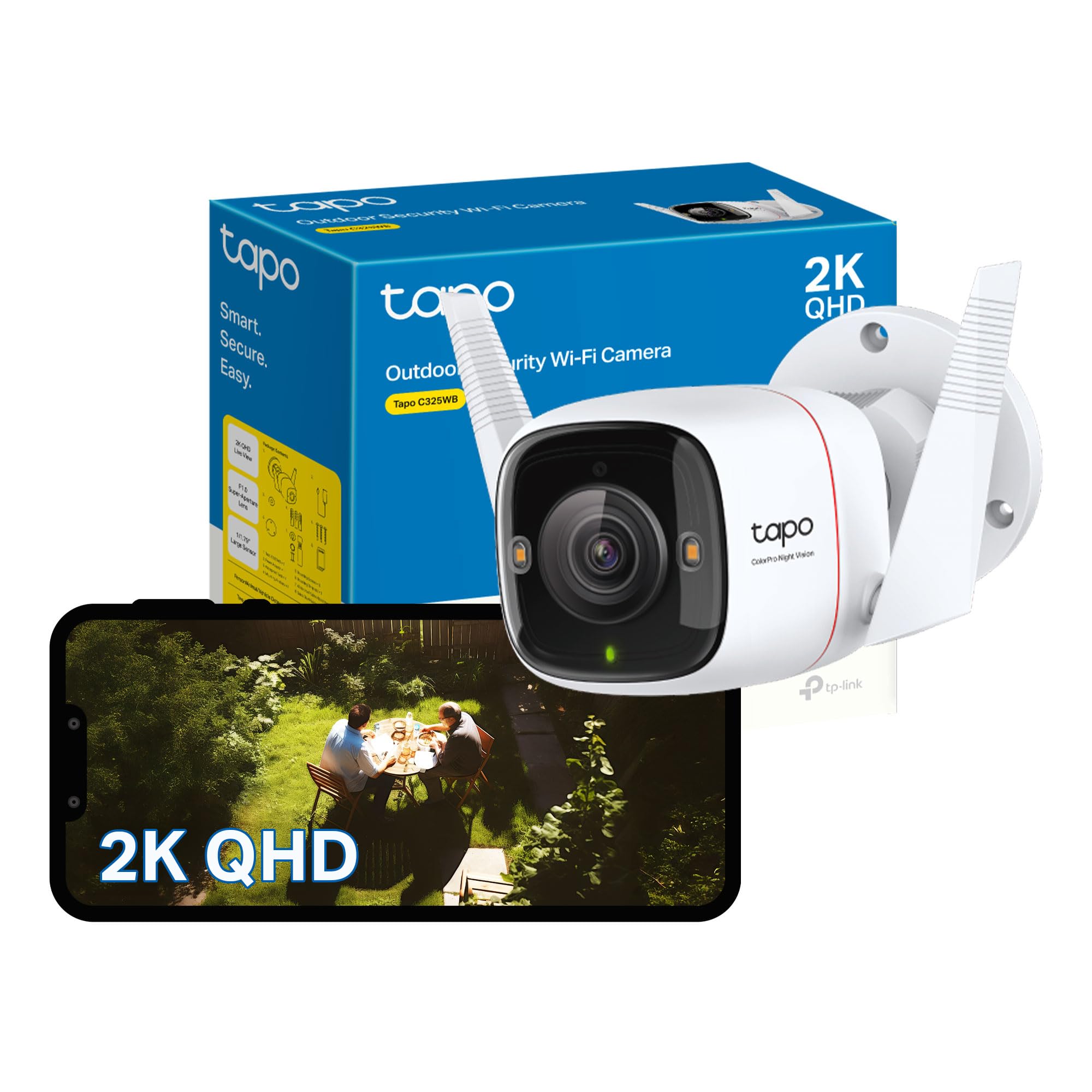 Tapo TC82 KIT 2K 3MP Battery Solar Security Camera Outdoor, Maintenance-free, Colour Night Vision, Outdoor Camera No Monthly Fee, Smart Person Detection, IP65, Works with Alexa & Google