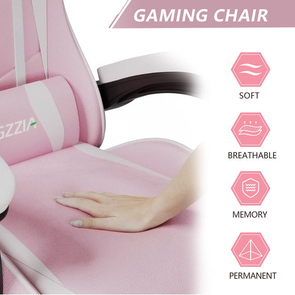 Racingreat Gaming Chair with Led Lights, Video Game Chair, Ergonomic RGB Gaming Chair for Adults, Height Adjustable Reclining Computer Chair with Headrest and Lumbar Support (With RGB, Black)