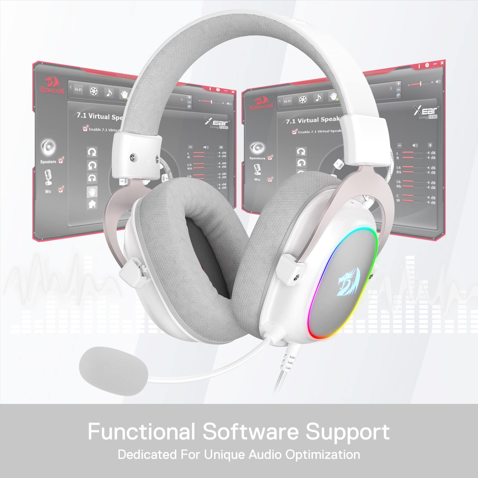 Redragon H510 Zeus Wired Gaming Headset - 7.1 Surround Sound - Memory Foam Ear Pads - 53MM Drivers - Detachable Microphone - Multi Platform Headphone - Works with PC/PS4 & Xbox One, Nintendo Switch