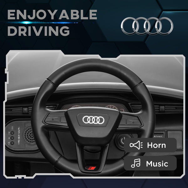 AIYAPLAY Audi Q8 E-tron Licensed Electric Car for Kids, 12V Electric Ride on Sportback Design with Remote Control, 4 Suspension Wheels, LED Headlamps, Music, Horn, for Ages 3-4 - Grey