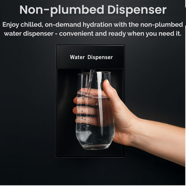 Teknix FFH1825WB 55cm Freestanding 50/50 Fridge Freezer - 256 Litre Capacity - Total No Frost - Non-plumbed Water Dispenser - Black, H182.5 x W55 x D56.2 (cm)