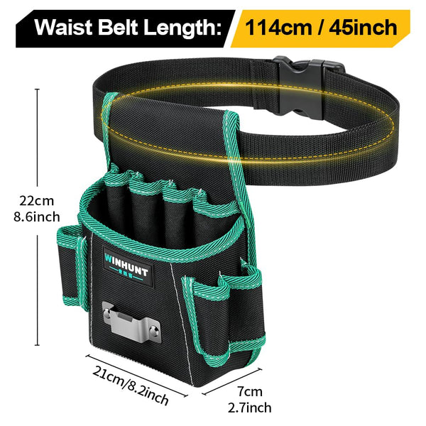 WINHUNT Tool Belt Pouch, Electrician Pouch 18 Pocket with Adjustable Nylon Belt 15x4x22cm Black (18 Pockets)