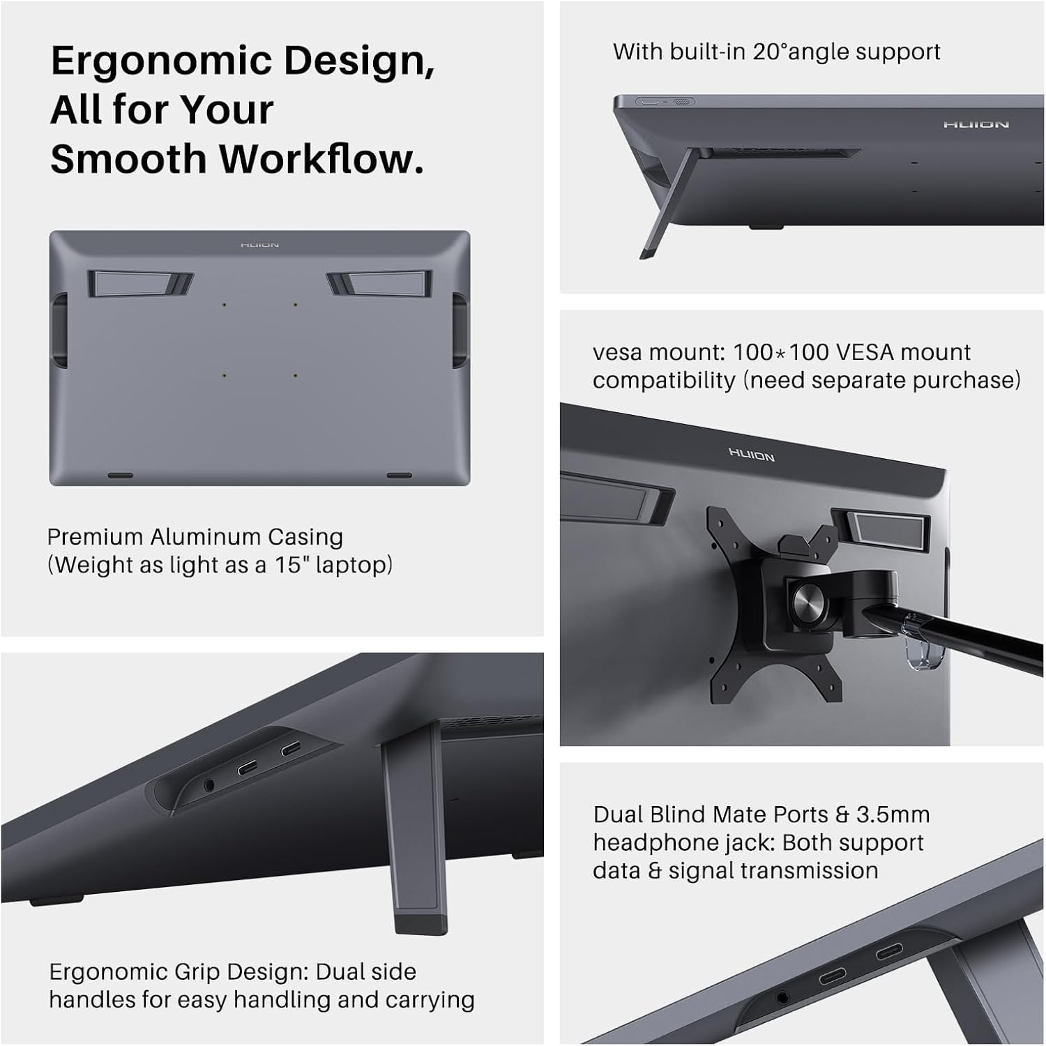 HUION Kamvas Pro 16(4K) UHD Graphic Tablet with Screen, 15.6-inch Monitor Full-Laminated Anti-Glare, Tilt Function 8192 Battery-Free Stylus PW517 for PC, Mac, Android