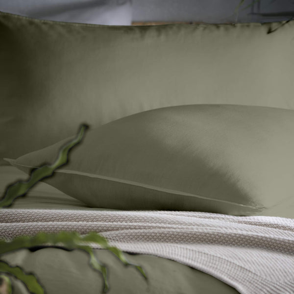 Appletree - Dark Green Duvet Cover Sets - Super King Bedding Size (260 x 220cm) - Green Khaki Duvet Cover Bedding - Soft & Luxury 100% Cotton Bed Set
