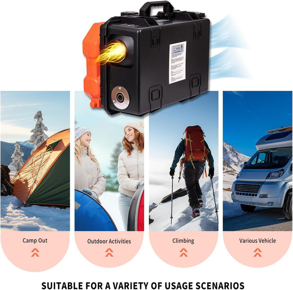 KATSU Tools Camping Diesel Air Heater 12V 24V 220V 8KW All-in-One Car Truck Diesel Parking Heater, with LCD Display and Remote Control, for Campers, RV, Boat, Trailer, Motorhomes