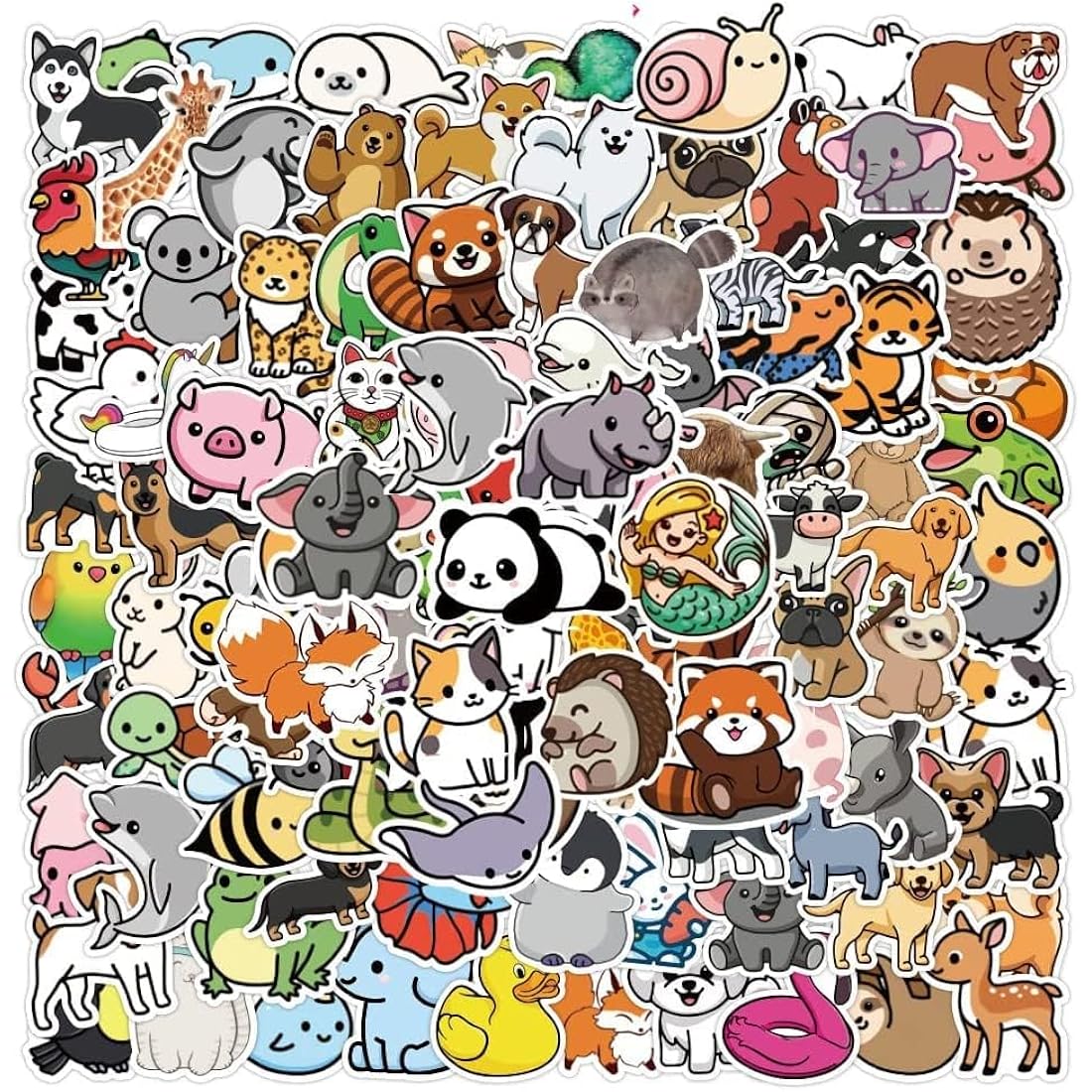 Animal Stickers | 200PCS | Cute Stickers Packs for Adults Teens Adults, Kawaii Scrapbook Stickers, Vsco Vinyl Waterproof Decals for Skateboard, Water Bottle, Guitar, Computer, Scooter, Laptop