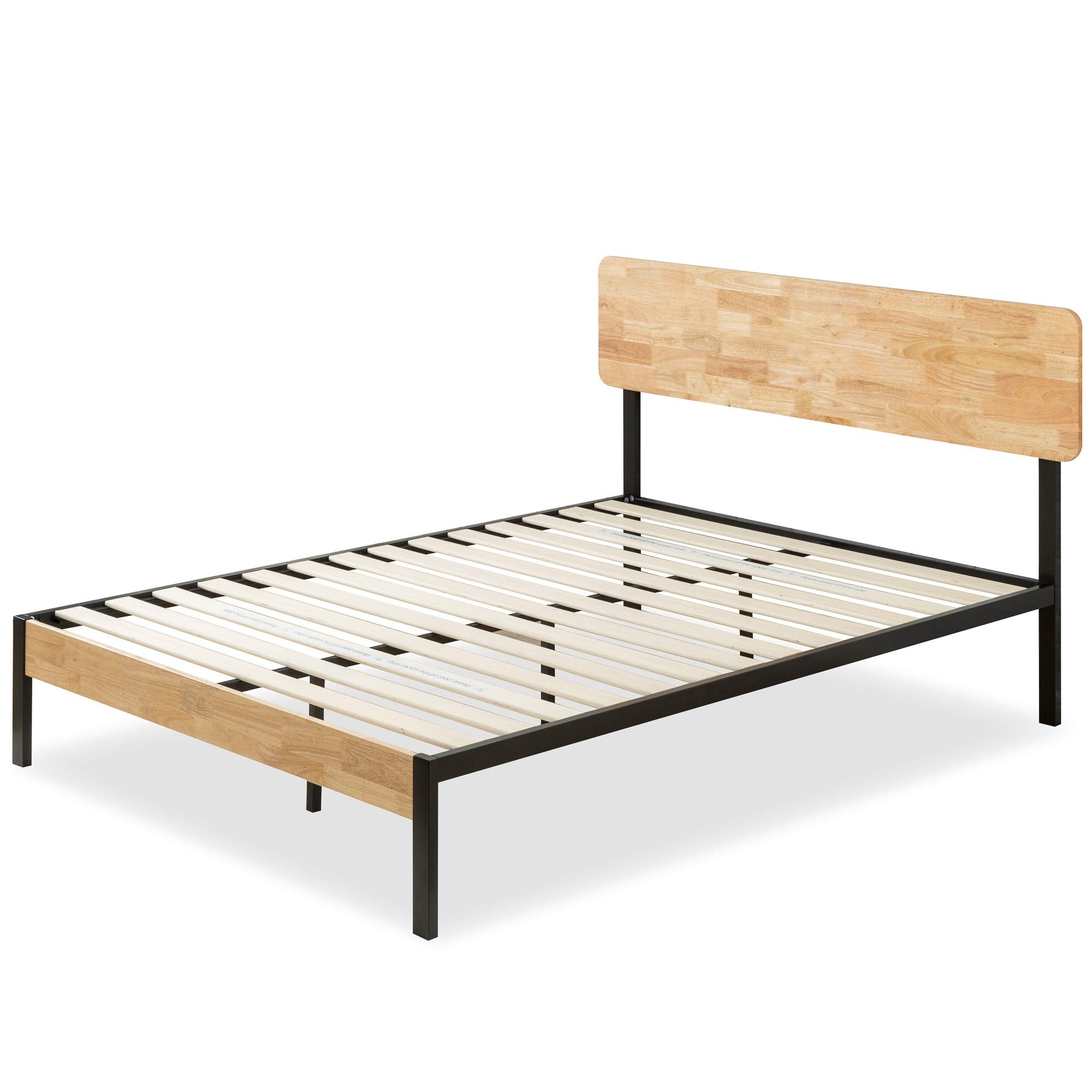 Zinus Olivia Single Bed frame - Bed 90x190 cm - 36 cm Height - Metal and Wood Platform Bed frame - Natural Brown and Black