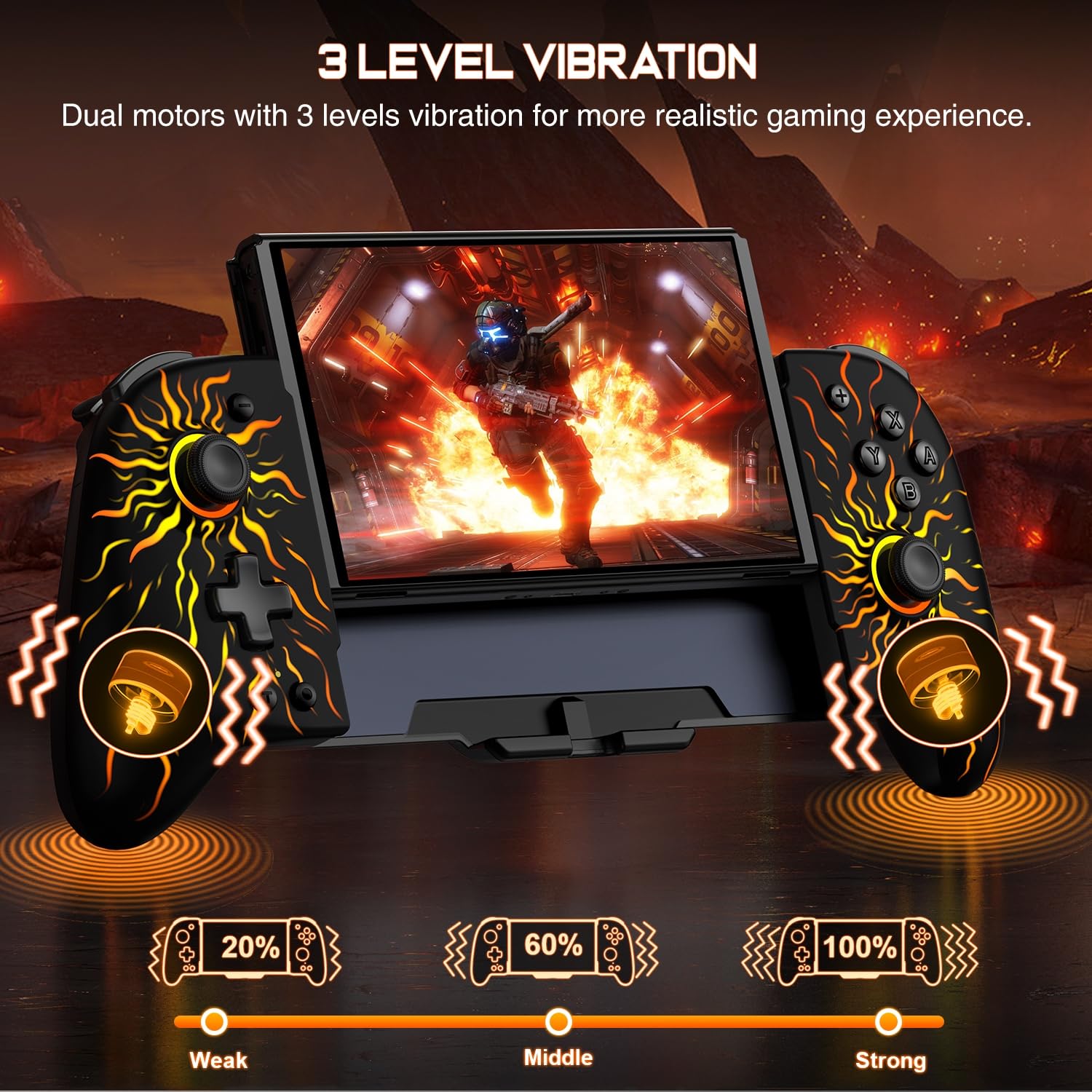 HASACOOL Switch Controller for Nintendo Switch/OLED, Handheld One-Piece Joycon Controllers with RGB Lights, TURBO, Vibration, Back Button