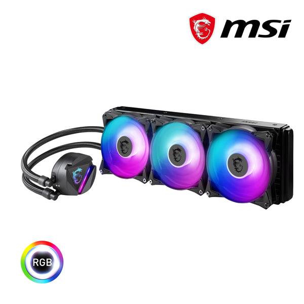 MSI MAG CORELIQUID 360R V2 AIO CPU Liquid Cooler - Rotatable ARGB Blockhead, Integrated Radiator Pump, Split-Flow Water Cooling, Evaporation-Proof Tubing, Easy to Install - AMD & Intel Compatible