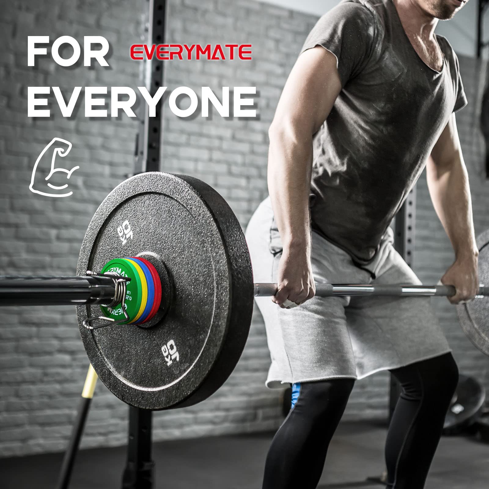 EVERYMATE Rubber Fractional Weight Plates Set Micro Weight Plate Pair of 0.25LB 0.5LB 0.75LB 1 LB for Olympic Barbells for Strength Training Micro