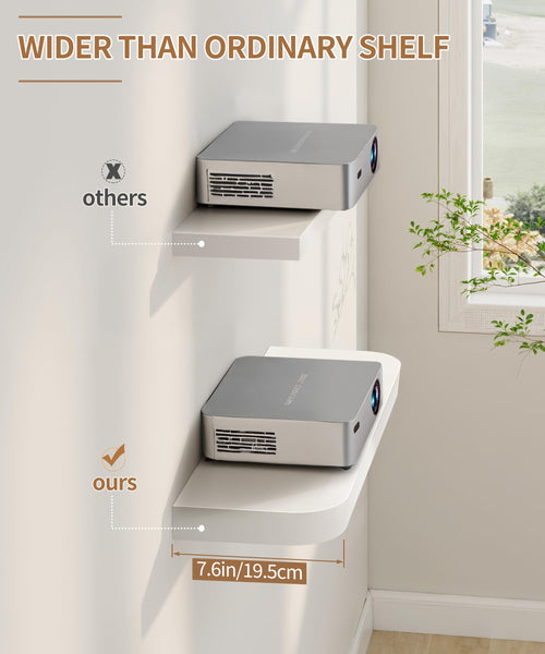 Gronda White Floating Shelves for Wall, Set of 2 Modern Midcentury Wall Mounted Shelf Curved Edge Design with Large Decor Storage Display Shelf for