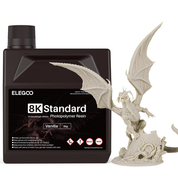 ELEGOO 8K 3D Printer Resin, Standard Photopolymer Resin 405nm UV-Curing Resin, Best for 8K/9K/12K/14K/16K LCD 3D Printer Space Grey 1000G
