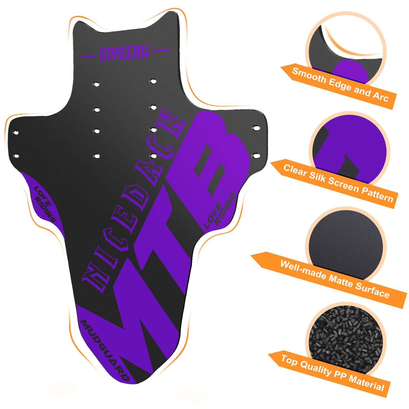 NICEDACK Mudguards Mountain Bike, 2 Pieces Mudguard Fit 20-29 Inch MTB Mudguard Front and Rear Compatible Bicycle Splash Guard