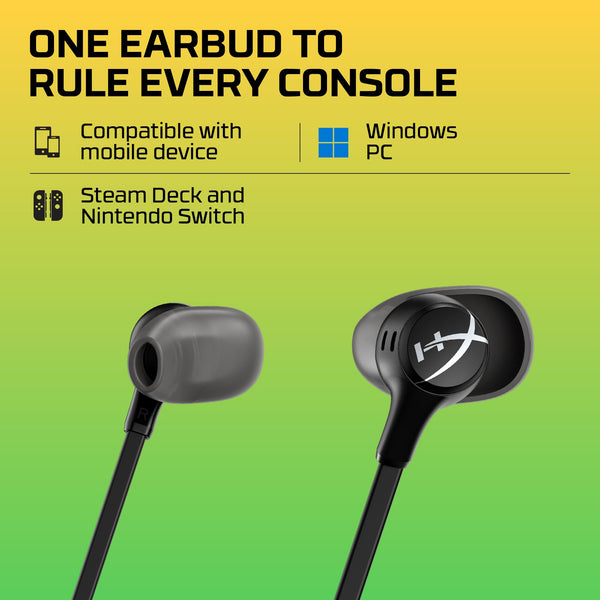 HyperX Cloud Earbuds II - Wired Gaming Earbuds 14mm Driver Built-in Microphone | 4 Ear Plug Sizes | 3.5mm Connector | Hard Case | PC, Console & Mobile Compatibility | Red