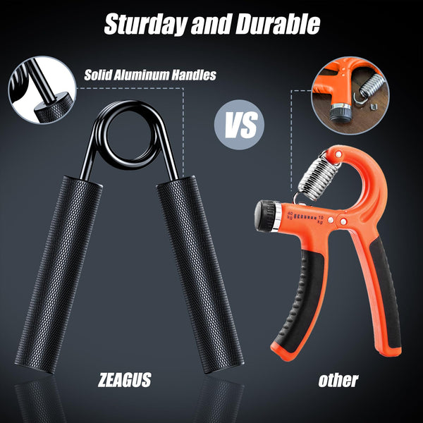 ZEAGUS Grip Strength Trainer 6 Pack,22.5KG-135KG Metal Hand Grip Strengthener,Non-Slip Heavy-Duty Forearm Exerciser,Hand Gripper for Muscle Building