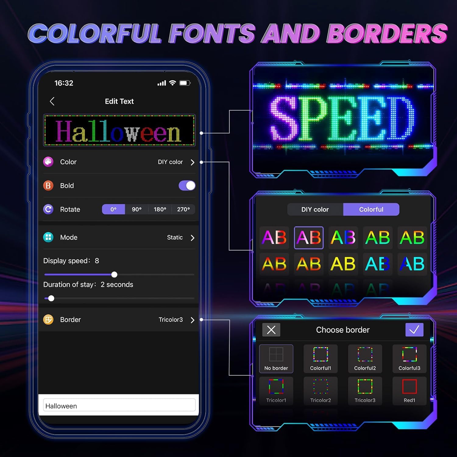 Qnoavve Bluetooth App Control LED Sign, 14.6"x3.6" Devil Eyes Car Lights, Flexible USB 5V LED Car Sign, Programmable Customizable Display Panel, Scrolling Message Board for Store Bar Hotel Party