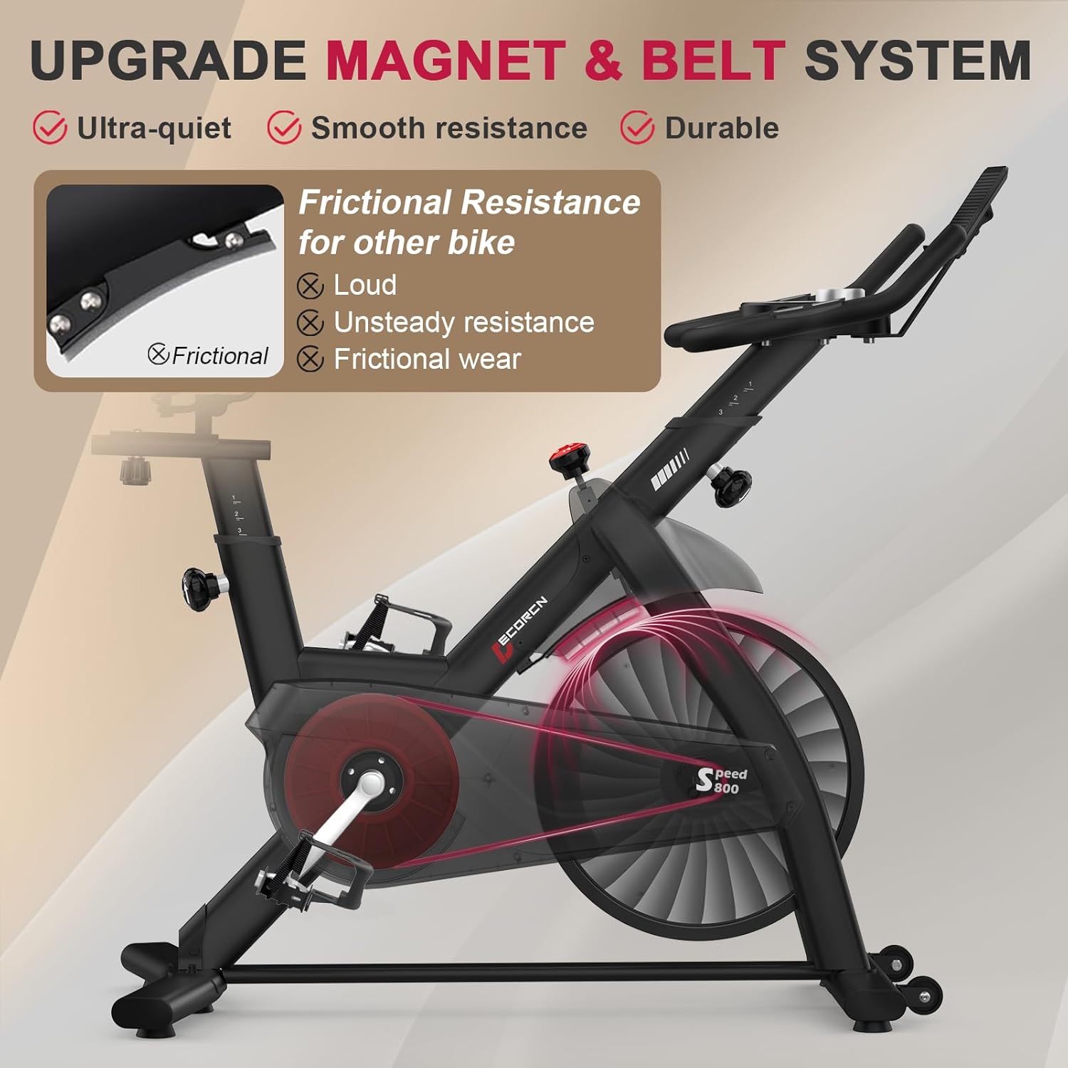 Exercise Bike for Home Use with APP, Magnetic Resistance Spin Bike with Large Tablet Holder & Comfortable Seat, Upgraded LCD Monitor for Quiet Home Cardio Workout, Max 330LBS Capacity