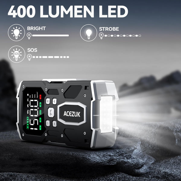 ACEZUK Battery Jump Starter Pack 5000A Car Jump Starter 12V 8-in-1 Car Battery Booster Pack Up to 7.0L Gas & 5.5L Diesel Engines Power Bank with Flashlight,Large Screen,Jump Leads