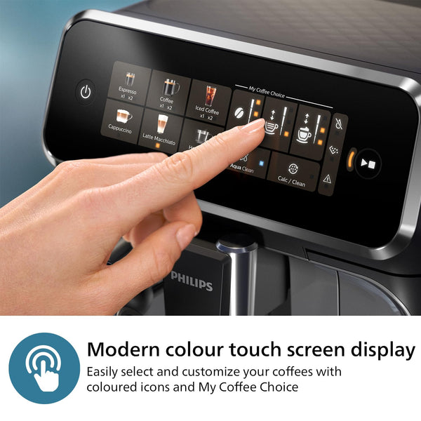 Philips 2200 Series Fully Automatic Espresso Machine - 2 Coffees, Touch Display, Classic Milk Frother, Ceramic Grinder, Matte Black (EP2220/10)