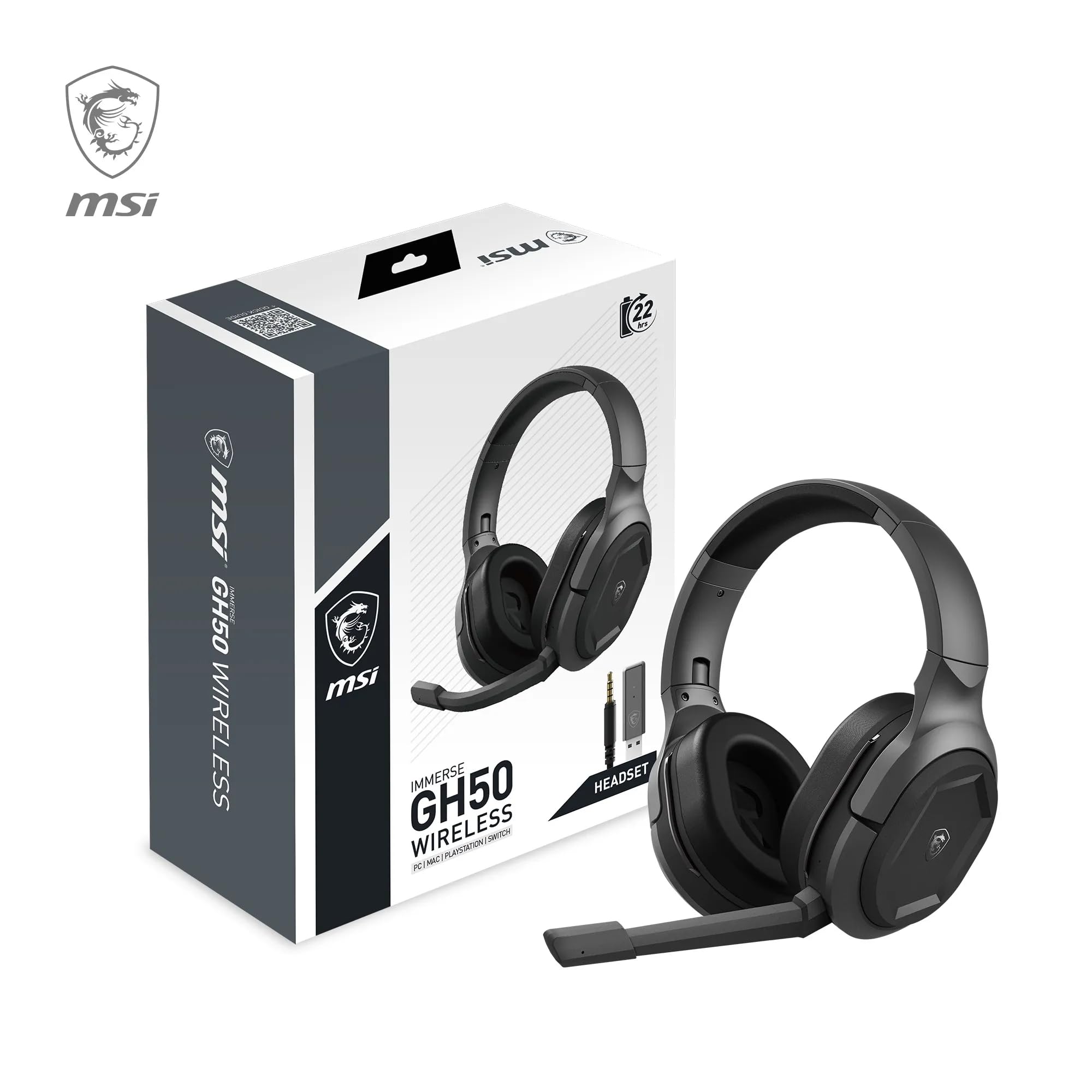 MSI IMMERSE GH50 GAMING HEADSET - 7.1 Virtual Surround Sound, Vibration Feedback, 40mm Neodymium Drivers, RGB Lighting, Detachable Mic, Inline Controls, USB 2.0 Connector - Wired (Package may vary)