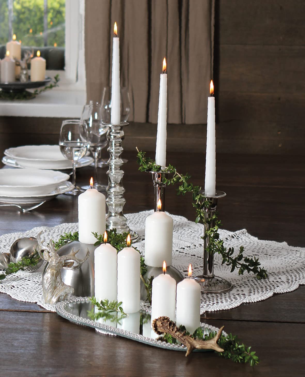 Hofer White Pillar Candles - Set of 40 Decorative Small Candles - 4 x 7 cm - 11 Hours Long Burning - Unscented - Dripless - Smokeless - RAL Quality