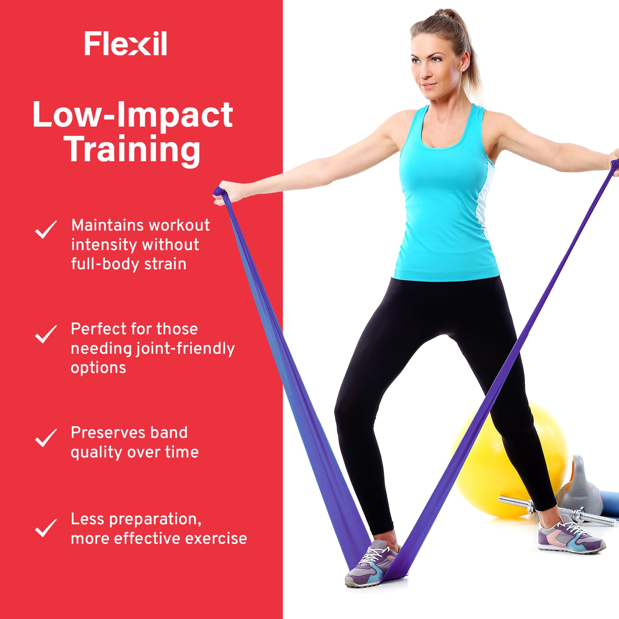 Flexil Resistance Band | 45.5M | Latex-Free | Green | Heavy Strength | Home Gym Equipment |Strength Training and Physical - Tension Level Heavy