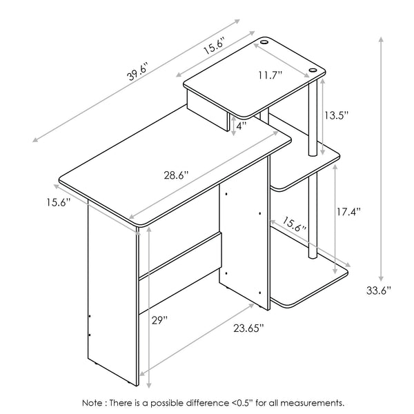 Furinno Efficient Home Laptop Notebook Computer Desk, Study Desk, Writing Desk, Columbia Walnut/Brown