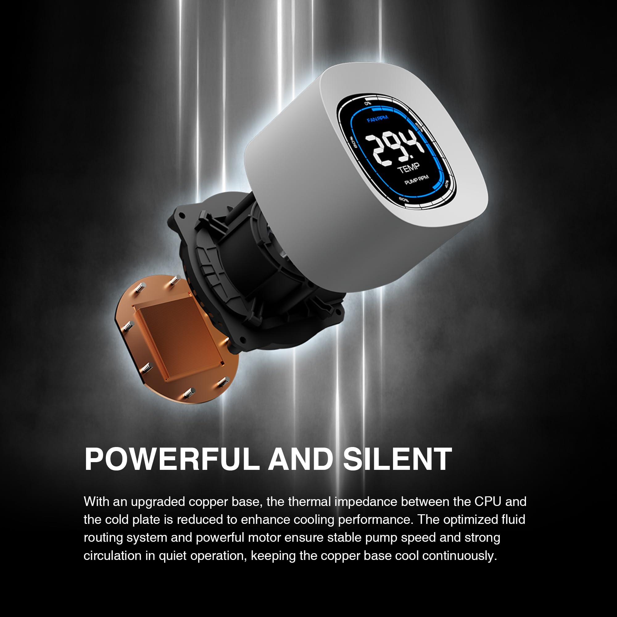 GAMDIAS AURA GL240 LCD 240mm AIO Liquid CPU Cooler, Customizable 4'' IPS LCD Display, Cableless Daisy Chained Fan, Software Ready, Support Low-Noise PWM & ARGB Sync, Intel LGA 1851/1700；AMD AM5, Black