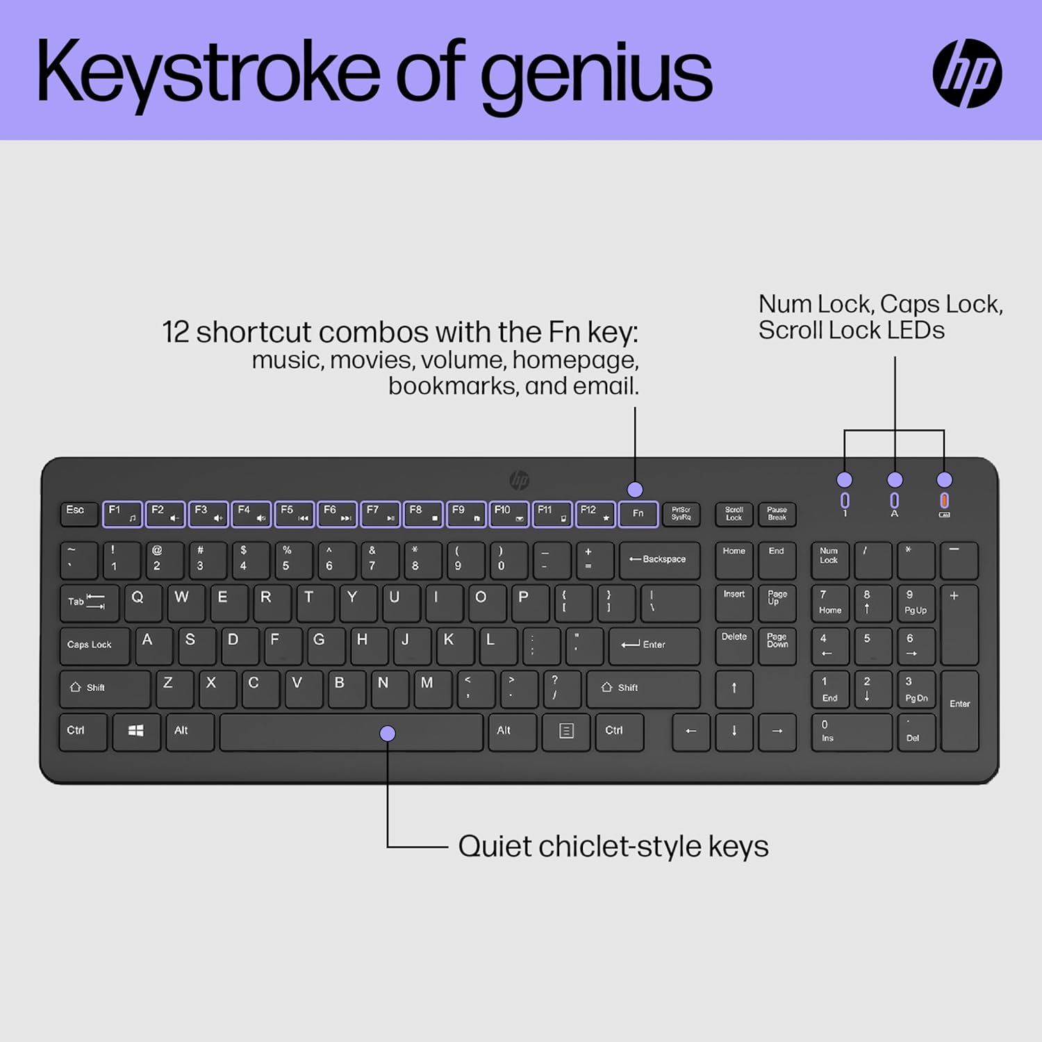 HP 330 Wireless Keyboard and Mouse Combo | 2.4 GHz Wireless Connection with USB Dongle | 12 Function Keys | Ergonomically Designed | 1600 DPI | LED Indicators | Numpad | Black