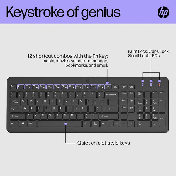 HP 330 Wireless Keyboard and Mouse Combo | 2.4 GHz Wireless Connection with USB Dongle | 12 Function Keys | Ergonomically Designed | 1600 DPI | LED Indicators | Numpad | Black