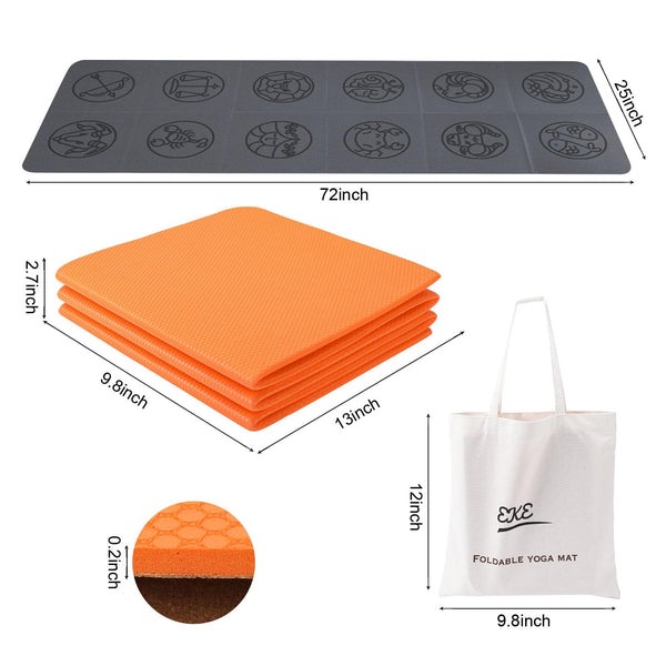 EKE Foldable PU+TPE Yoga Mat 5mm Thickness, Standard Size, Foldable, Lightweight and Portable, Ideal for Yoga, Pilates, Fitness, Sports, Training,