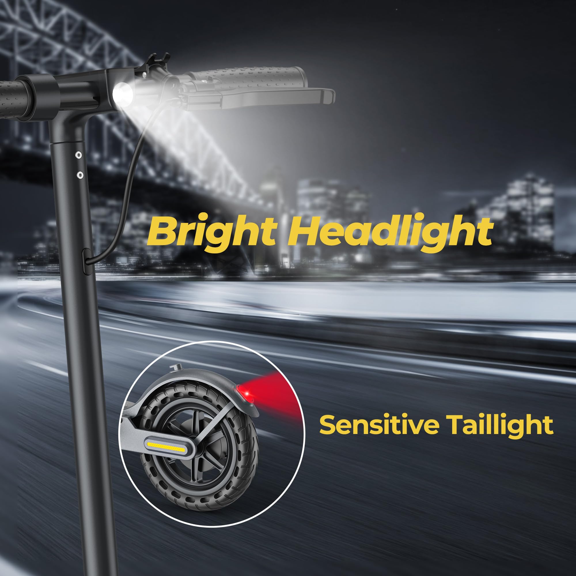 Electric Scooter, Electric Scooter Adult 350W with 25-35KM Range, Max Speed 25KM/H, 8.5" Solid Tire, Double Braking System for Adults and Teens