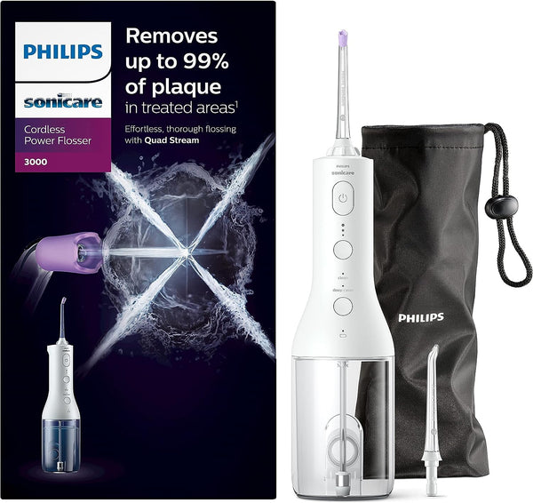 Philips Sonicare Cordless Power Flosser 3000 Oral Irrigator - Water Flosser for Teeth, Gums and Dental Care, Black (Model HX3826/33)