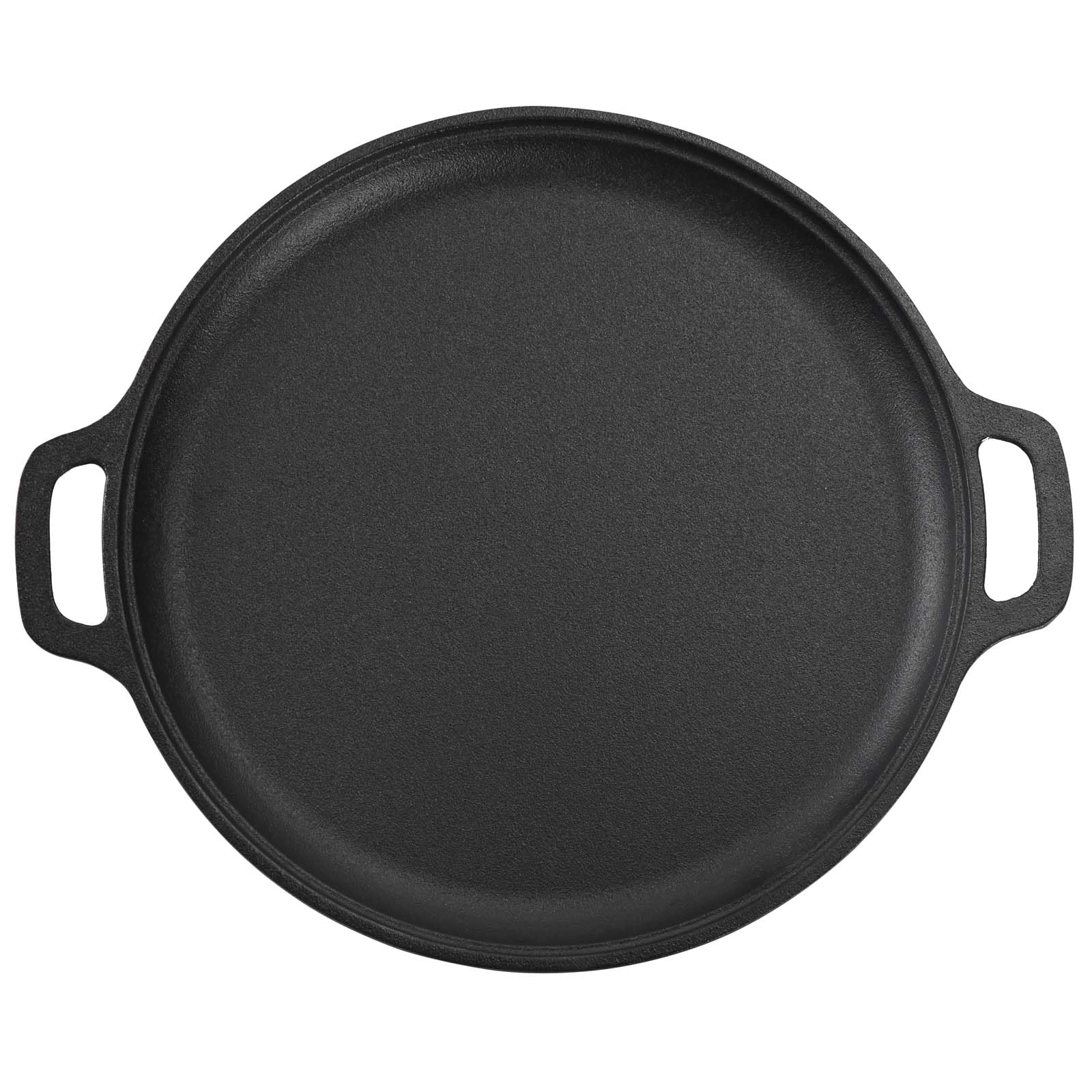 GRANDWISH Cast Iron Skillet Pan, Pre-Seasoned Round Griddle Pan for Pancakes, BBQ, Pizza Pan with Handles (35 cm)
