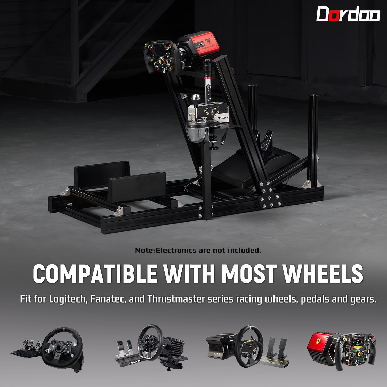 Dardoo 4080 Aluminum Profile Racing Simulator Cockpit, Steering Wheel Stand is Adjustable in all Directions,Fits For Logitech/Thrustmaster/Fanatec G920 G923 CSL-DD T818